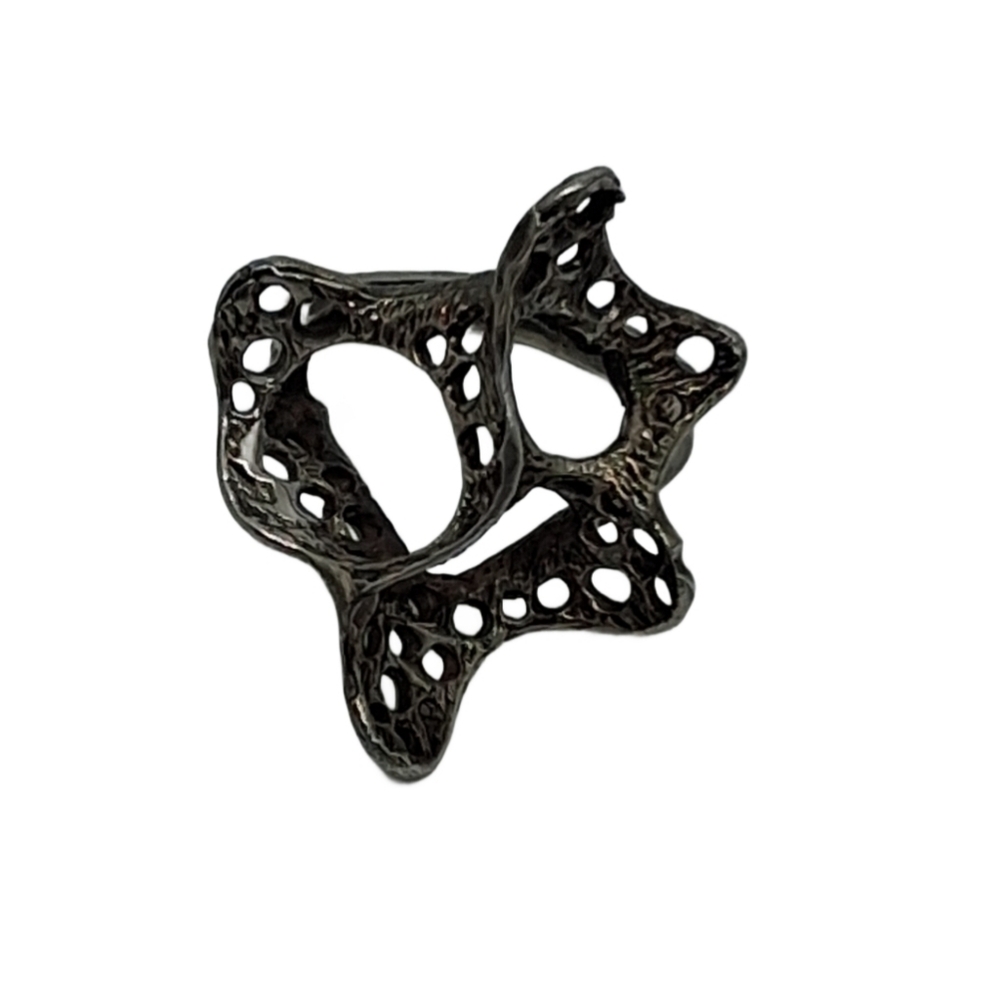 Brutalist Sterling Silver Openwork Statement Ring… - image 3